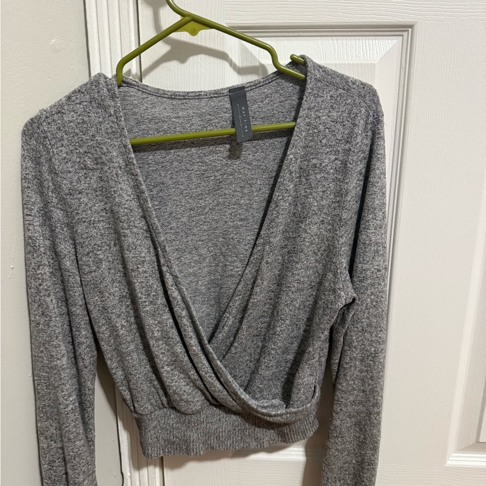 May Pink Gray Knit Sweater